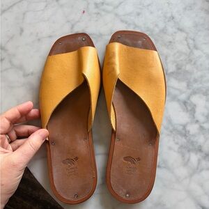 Sevilla Smith Yellow Leather Slide Sandals